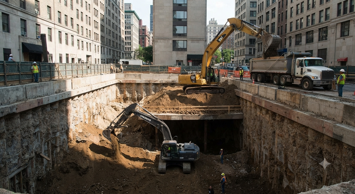 Excavadoras trabajando en niveles continuos